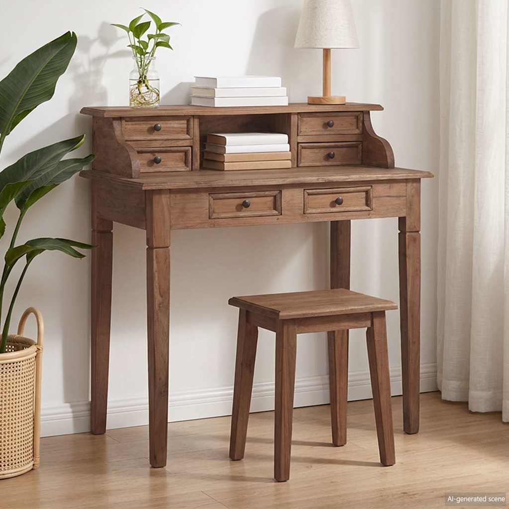 Writing Desk | Warm Brown | Solid Mahogany Wood | Medium | Writing Desk