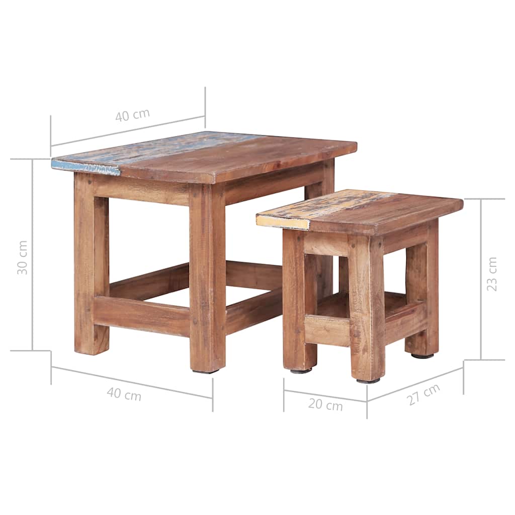 283922 vidaXL Nesting Tables 2 pcs Solid Mahogany Wood