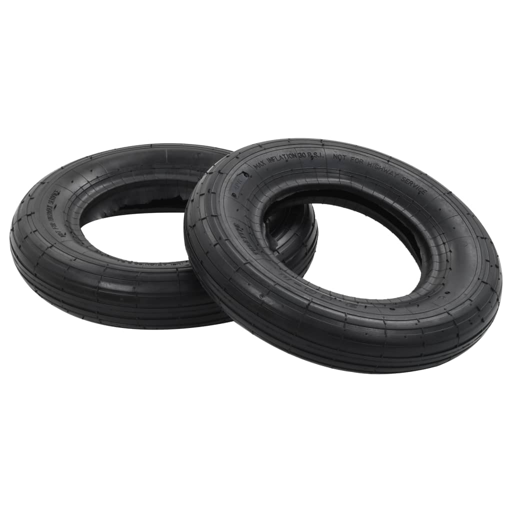 Tyre And Inner Tube | Black | Rubber | 3.50-8 4PR
