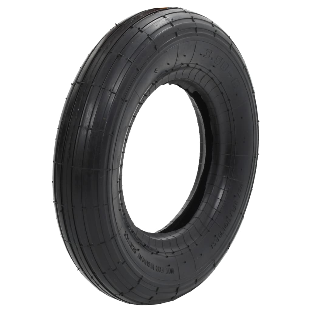 Tyre And Inner Tube | Black | Rubber | 3.50-8 4PR