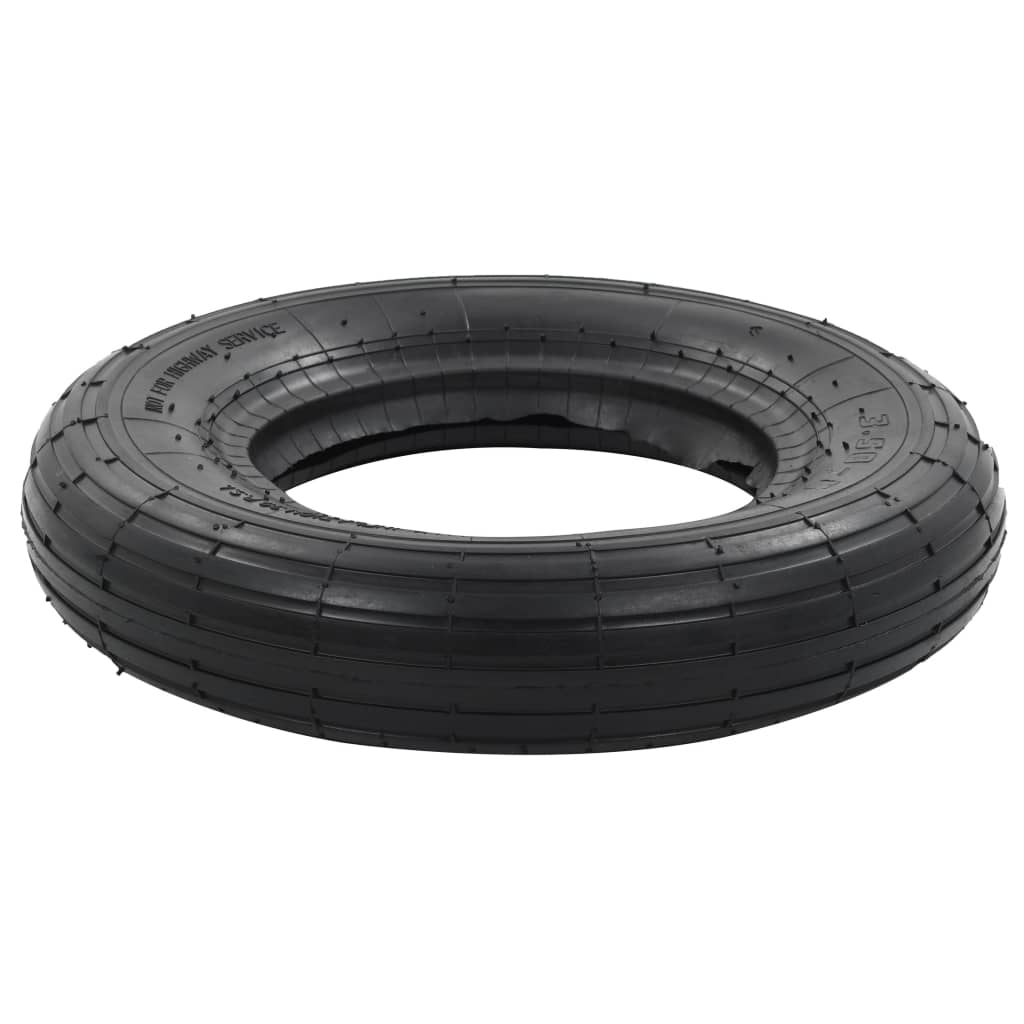 Tyre And Inner Tube | Black | Rubber | 3.50-8 4PR