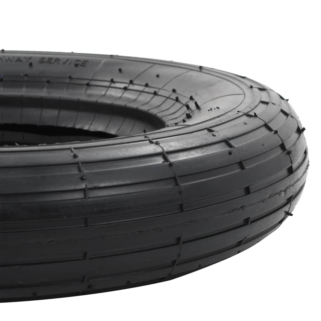 Tyre And Inner Tube | Black | Rubber | 3.50-8 4PR