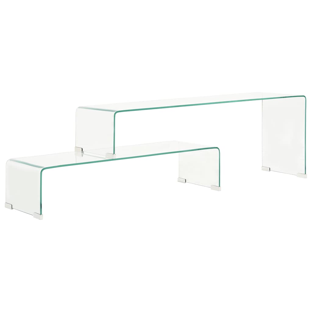 284728 vidaXL 2 Piece Coffee Table Set 90x30x20/110x30x40 cm Tempered Glass