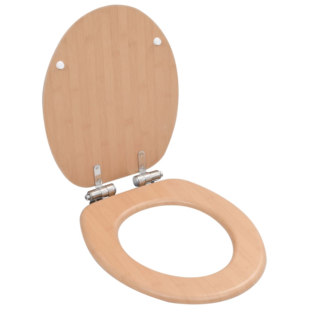 vidaXL WC Toilet Seats 2 pcs with Soft Close Lids MDF Bamboo Design