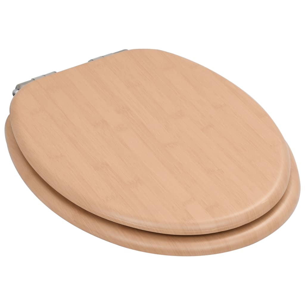 vidaXL WC Toilet Seats 2 pcs with Soft Close Lids MDF Bamboo Design