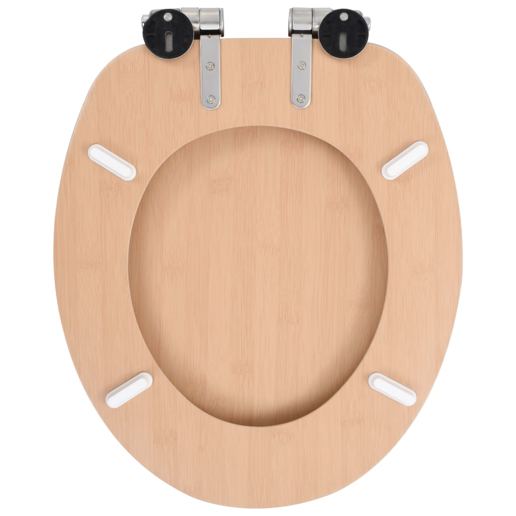 vidaXL WC Toilet Seats 2 pcs with Soft Close Lids MDF Bamboo Design