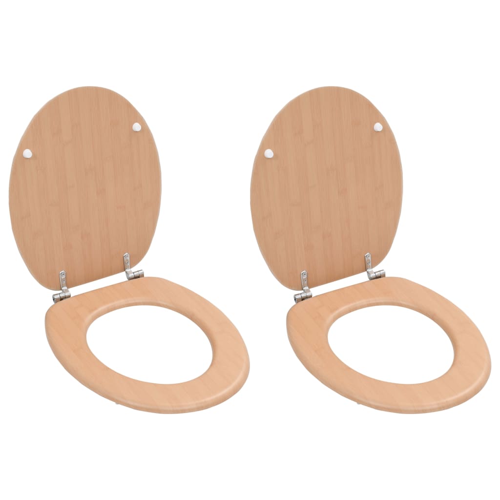 vidaXL WC Toilet Seats 2 pcs with Lids MDF Bamboo Design