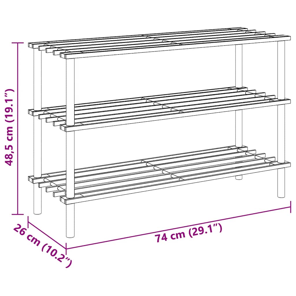 3-Tier Shoe Rack Solid Fir Wood