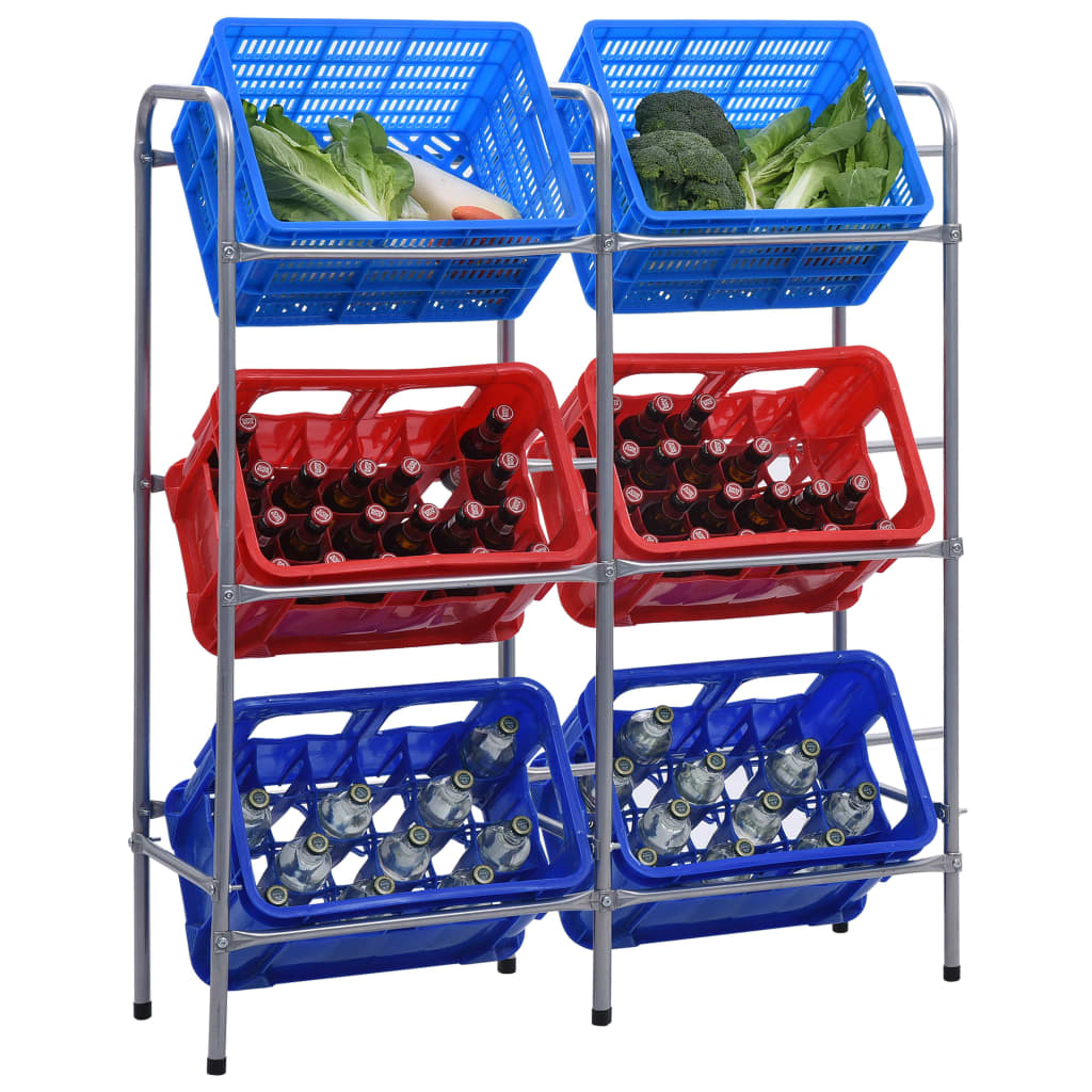 vidaXL Storage Shelf for 6 Crates Silver 96x33x116 cm Steel