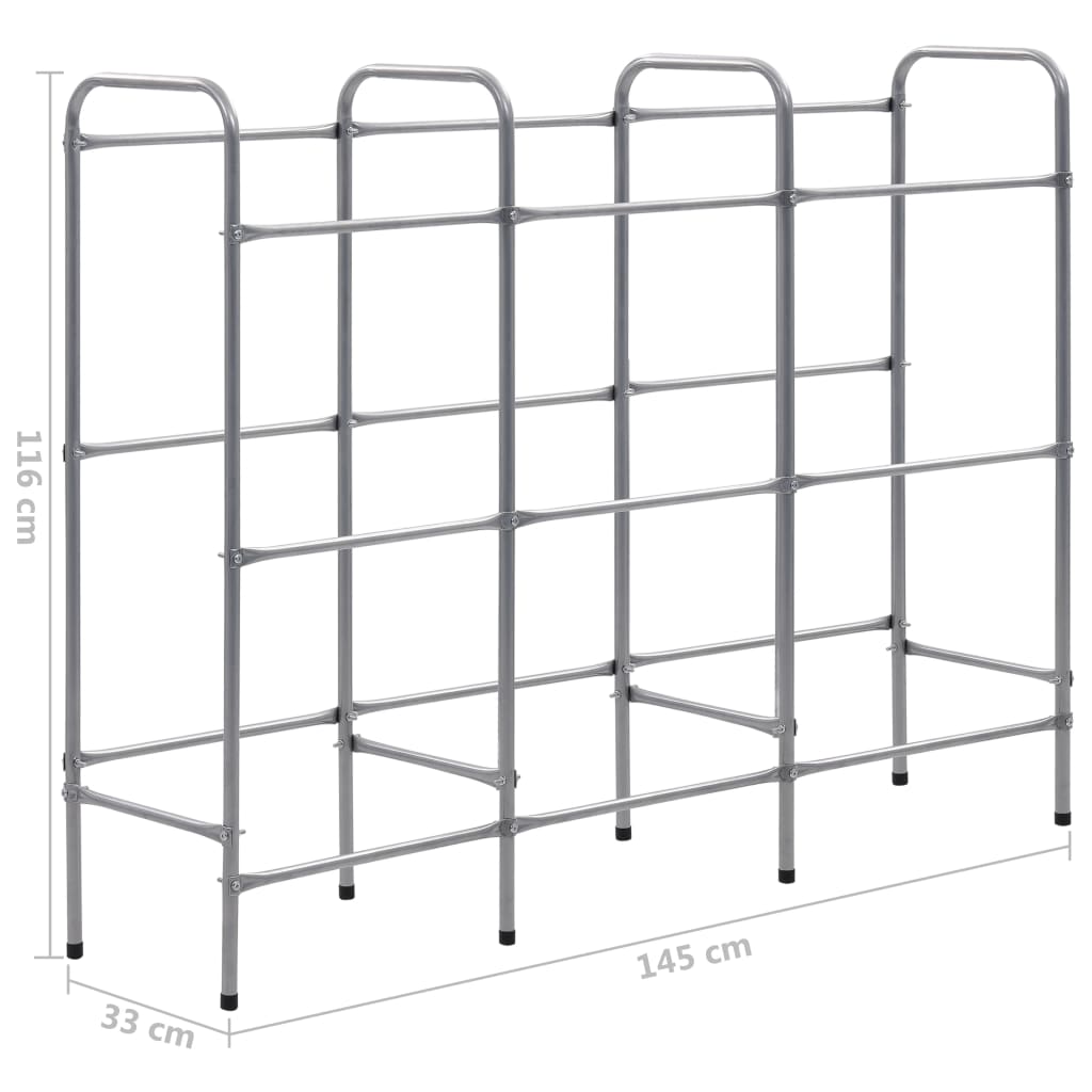 vidaXL Storage Shelf for 9 Crates Silver 145x33x116 cm Steel