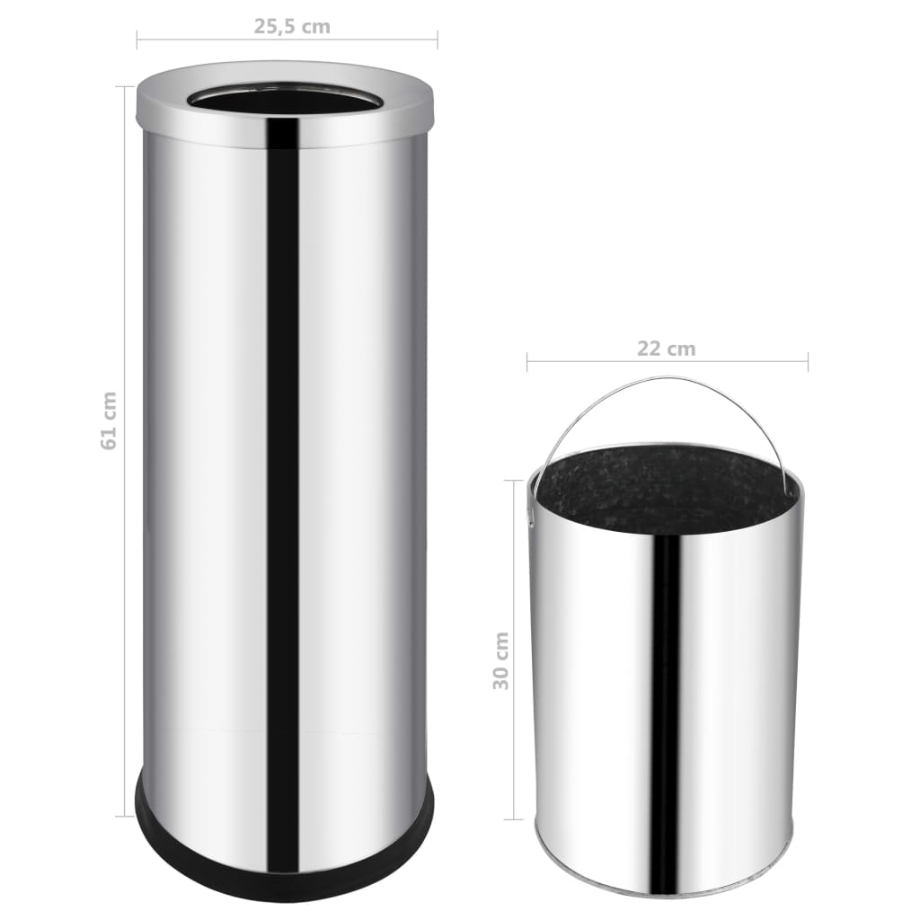 vidaXL Waste Bin Hotel Stainless Steel 32 L