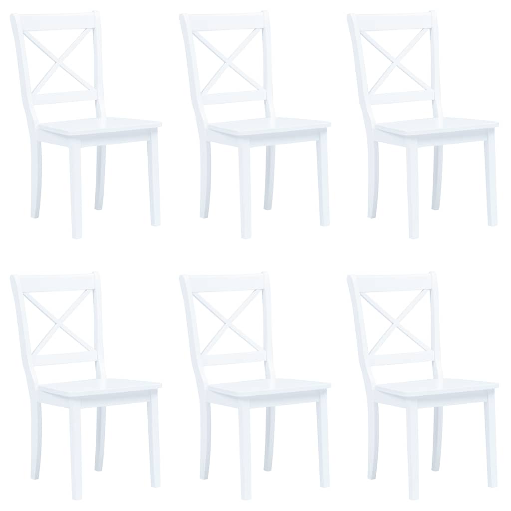 Dining Chairs 6 pcs White Solid Rubber Wood