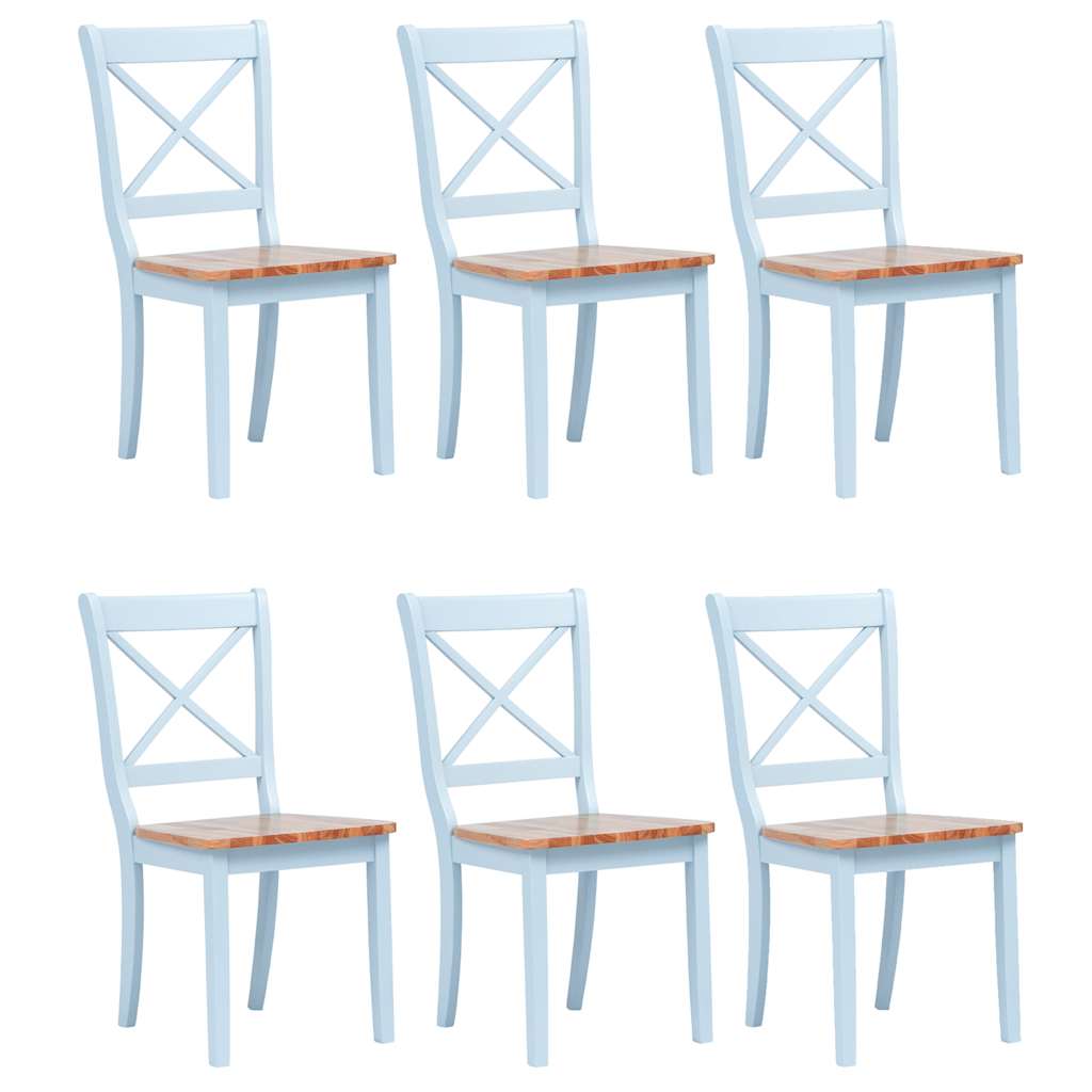 Dining Chairs 6 pcs Grey and Natural Solid Rubber Wood