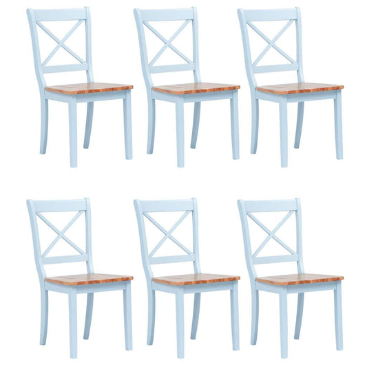 Dining Chairs 6 pcs Grey and Natural Solid Rubber Wood