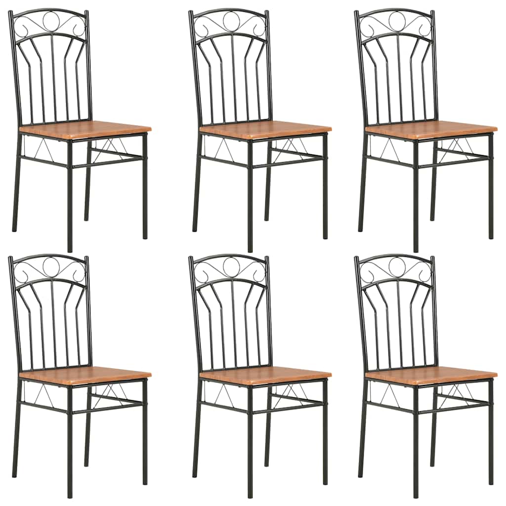 Dining Chairs 6 pcs Brown MDF