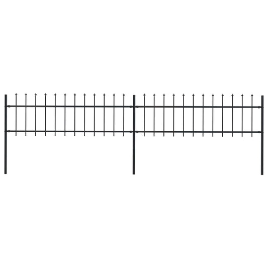 vidaXL Garden Fence with Spear Top Steel 3.4x0.6 m Black