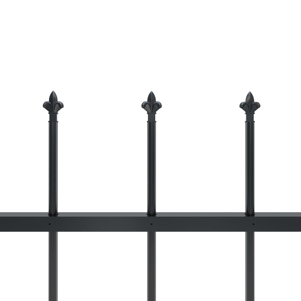 vidaXL Garden Fence with Spear Top Steel 3.4x0.6 m Black