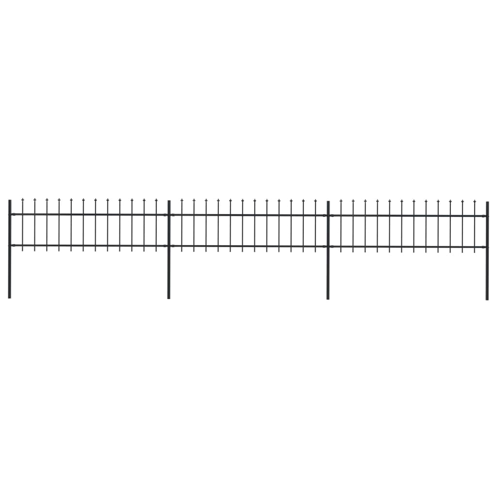 vidaXL Garden Fence with Spear Top Steel 5.1x0.6 m Black