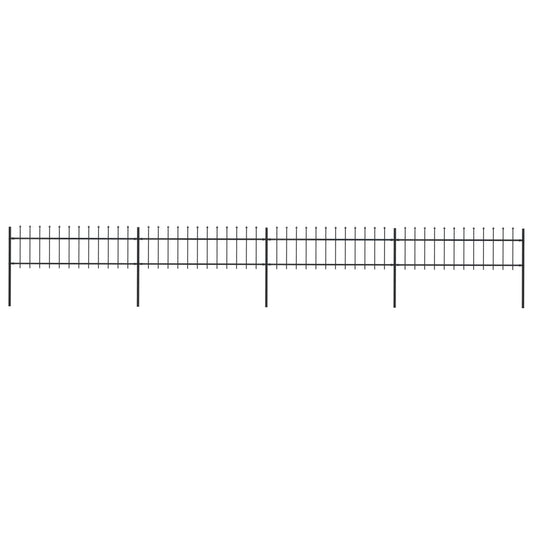 vidaXL Garden Fence with Spear Top Steel 6.8x0.6 m Black