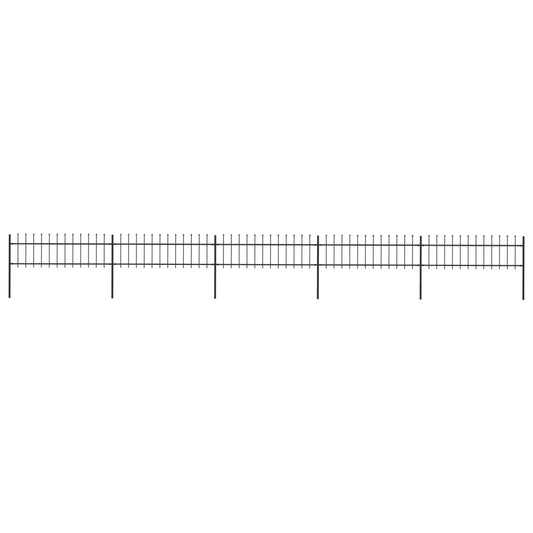 vidaXL Garden Fence with Spear Top Steel 8.5x0.6 m Black