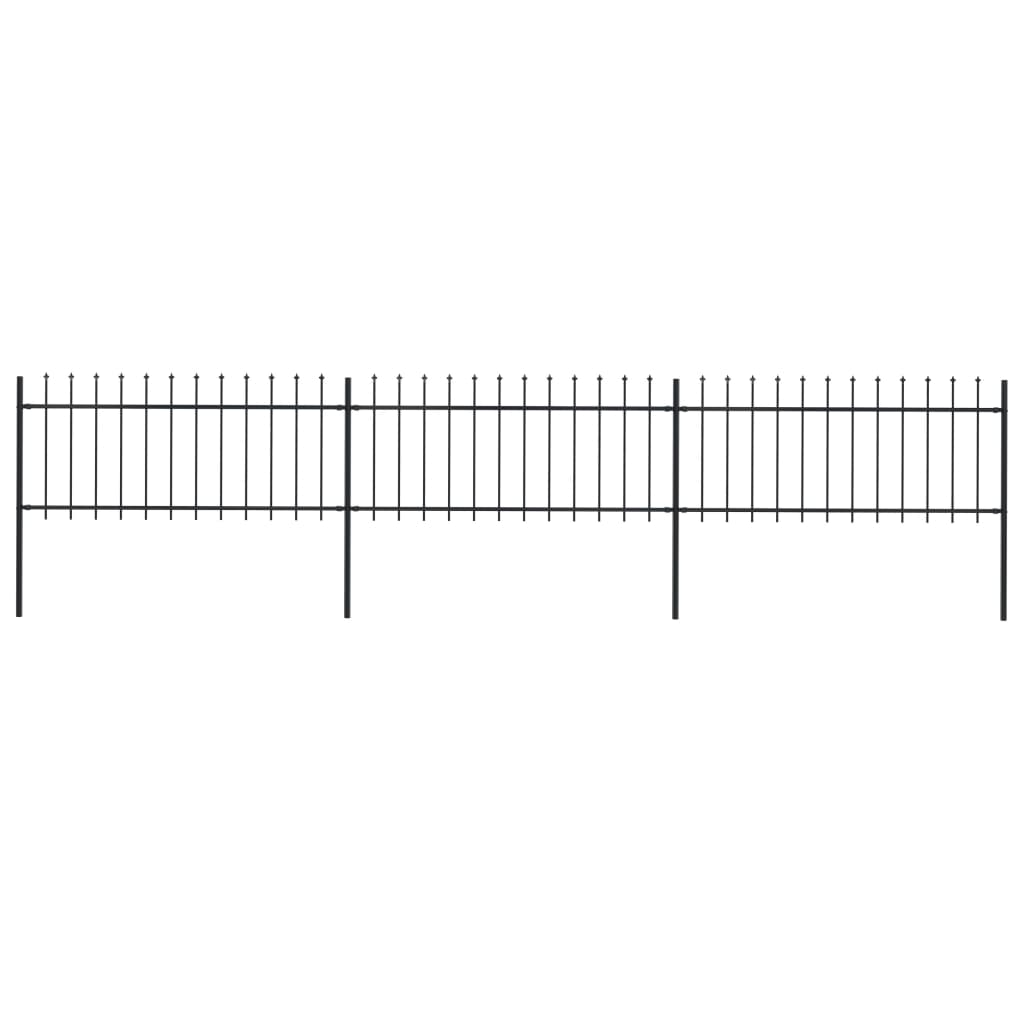 vidaXL Garden Fence with Spear Top Steel 5.1x0.8 m Black