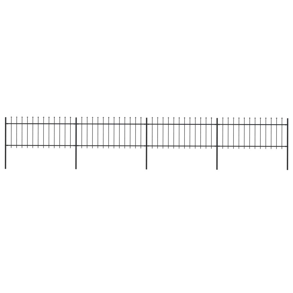 vidaXL Garden Fence with Spear Top Steel 6.8x0.8 m Black