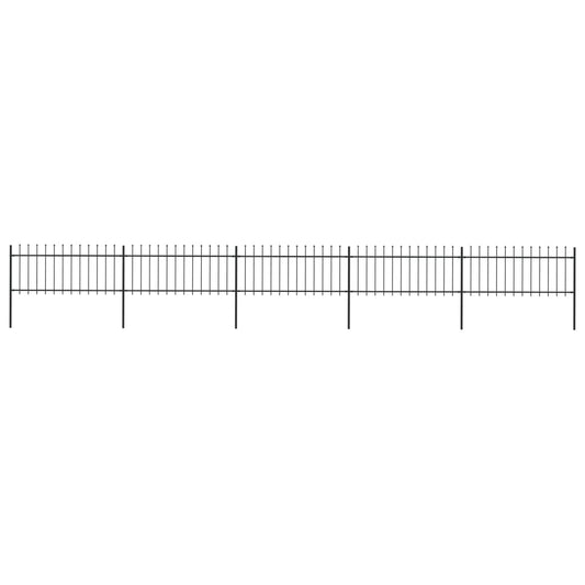 vidaXL Garden Fence with Spear Top Steel 8.5x0.8 m Black