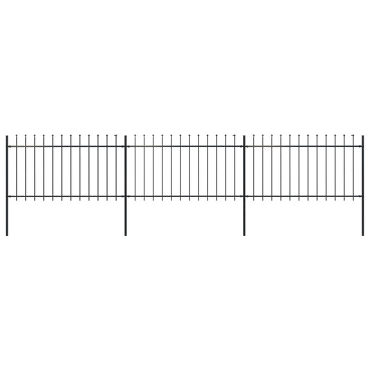 vidaXL Garden Fence with Spear Top Steel 5.1x1 m Black