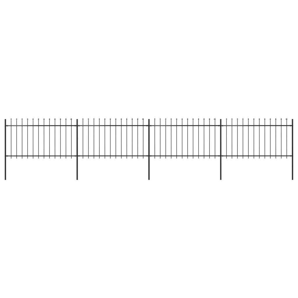 vidaXL Garden Fence with Spear Top Steel 6.8x1 m Black