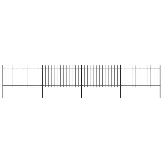 vidaXL Garden Fence with Spear Top Steel 6.8x1 m Black