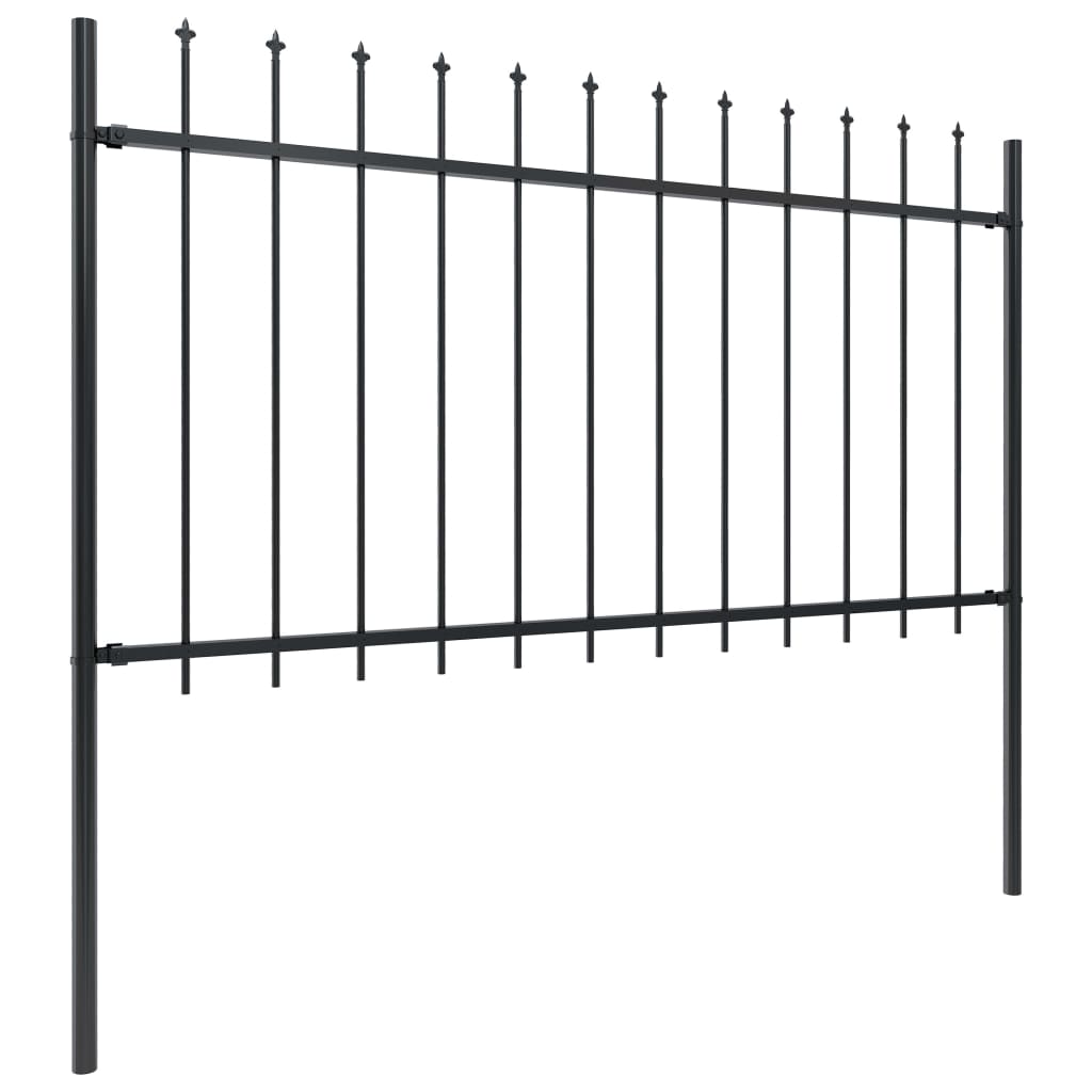 vidaXL Garden Fence with Spear Top Steel 13.6x1 m Black