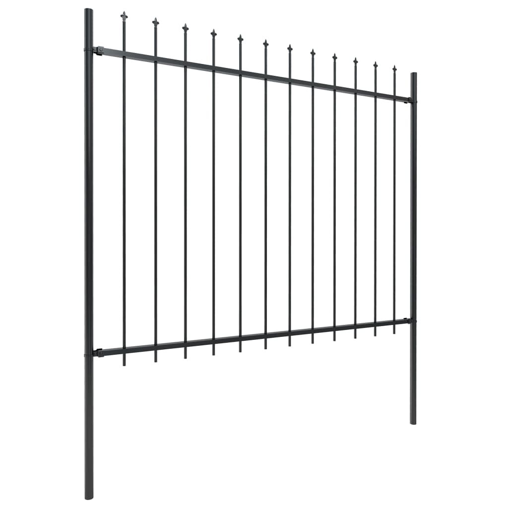 vidaXL Garden Fence with Spear Top Steel 5.1x1.5 m Black