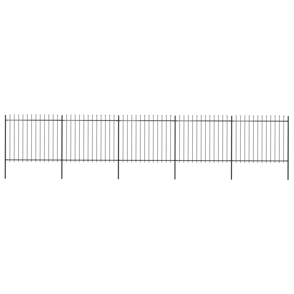 vidaXL Garden Fence with Spear Top Steel 8.5x1.5 m Black