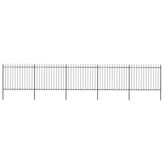 vidaXL Garden Fence with Spear Top Steel 8.5x1.5 m Black