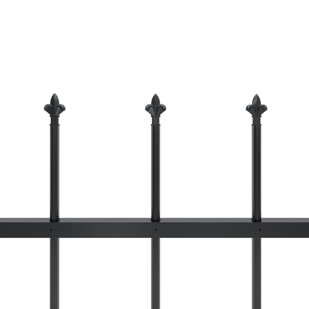 vidaXL Garden Fence with Spear Top Steel 10.2x1.5 m Black