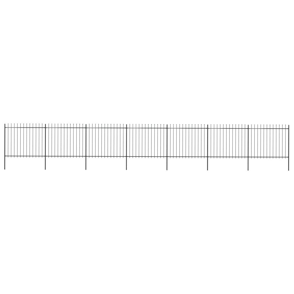 vidaXL Garden Fence with Spear Top Steel 11.9x1.5 m Black