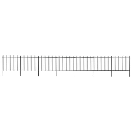 vidaXL Garden Fence with Spear Top Steel 11.9x1.5 m Black