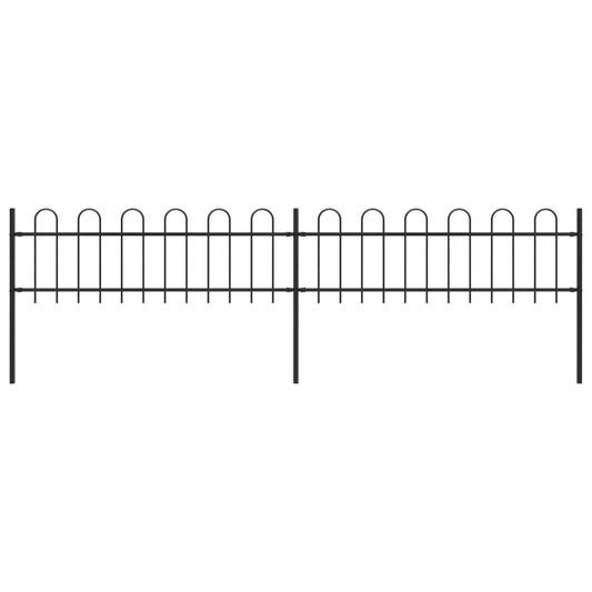 vidaXL Garden Fence with Hoop Top Steel 3.4x0.6 m Black