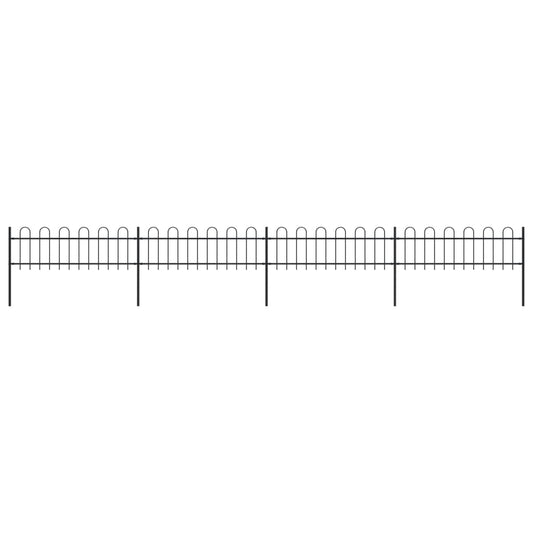 vidaXL Garden Fence with Hoop Top Steel 6.8x0.6 m Black