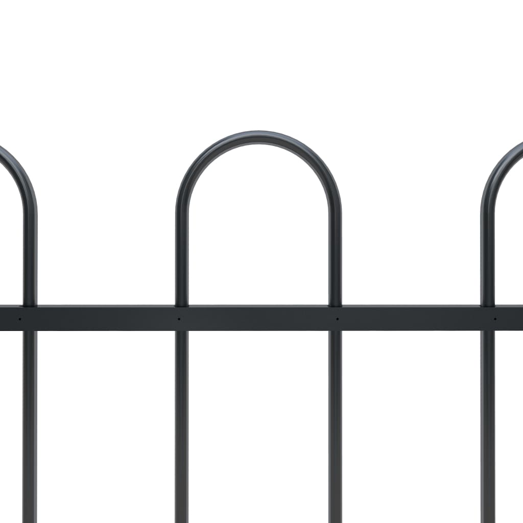 vidaXL Garden Fence with Hoop Top Steel 6.8x0.6 m Black