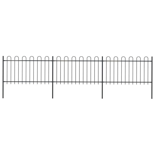 vidaXL Garden Fence with Hoop Top Steel 5.1x1 m Black