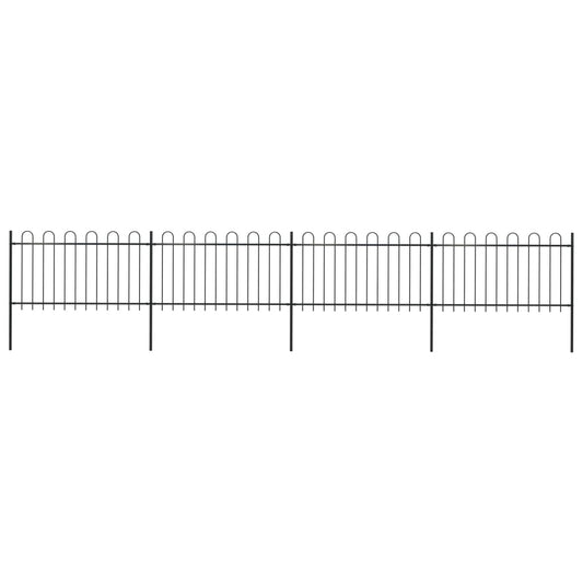 vidaXL Garden Fence with Hoop Top Steel 6.8x1 m Black