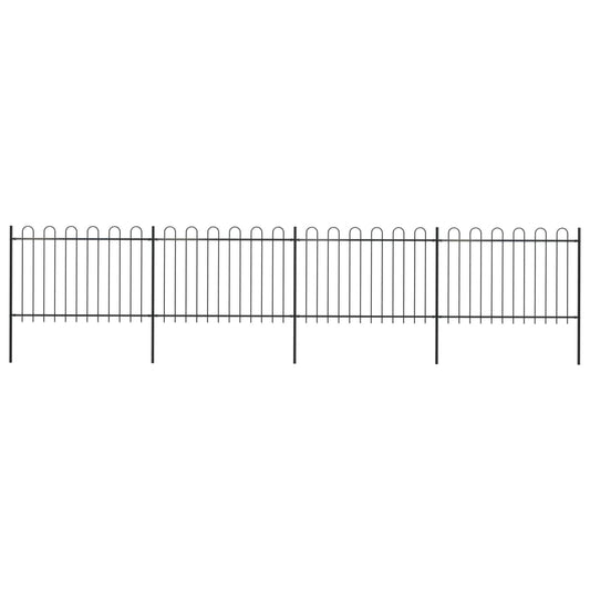 vidaXL Garden Fence with Hoop Top Steel 6.8x1.2 m Black