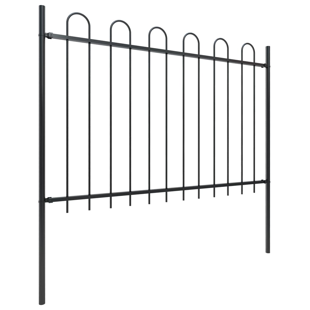 vidaXL Garden Fence with Hoop Top Steel 8.5x1.2 m Black