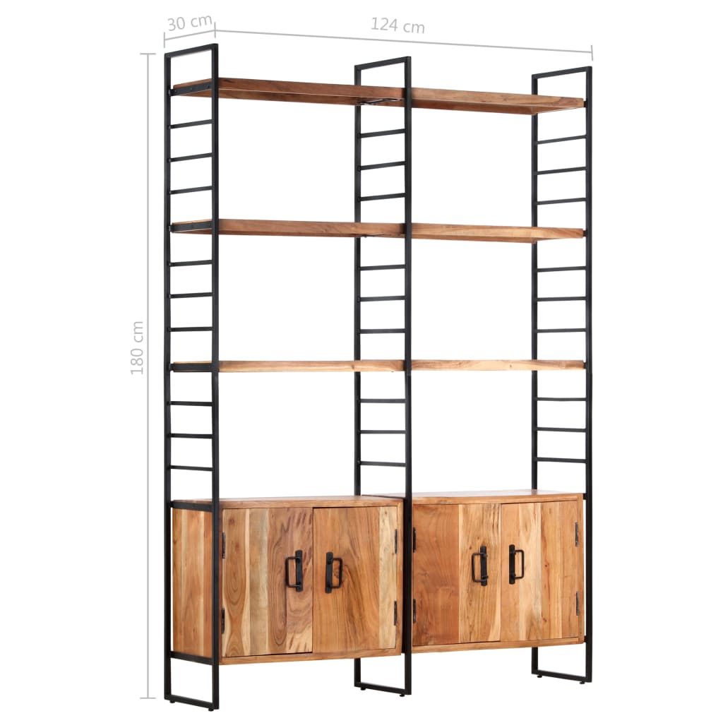 vidaXL 4-Tier Bookcase 124x30x180 cm Solid Acacia Wood