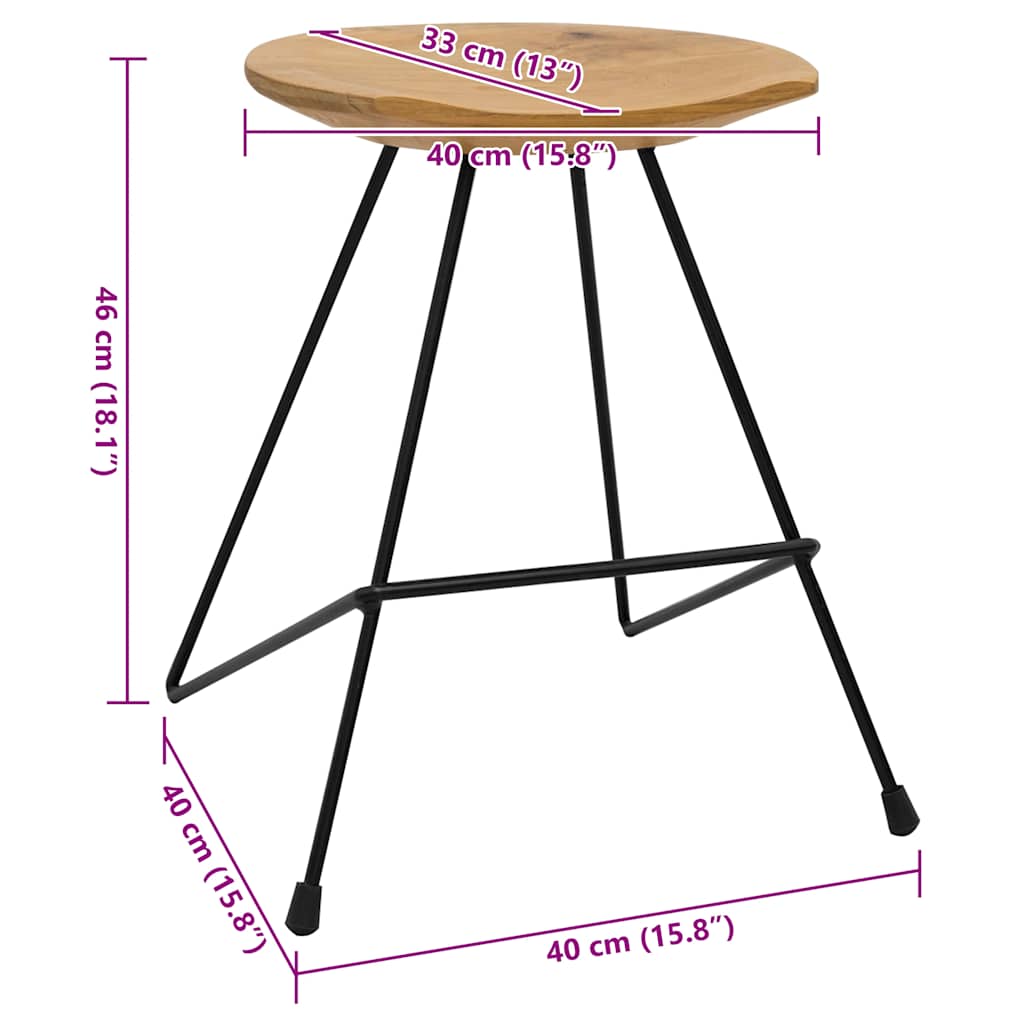 Stools 2 pcs Solid Teak Wood