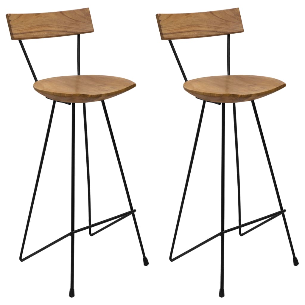 vidaXL Bar Stools 2 pcs Solid Teak Wood