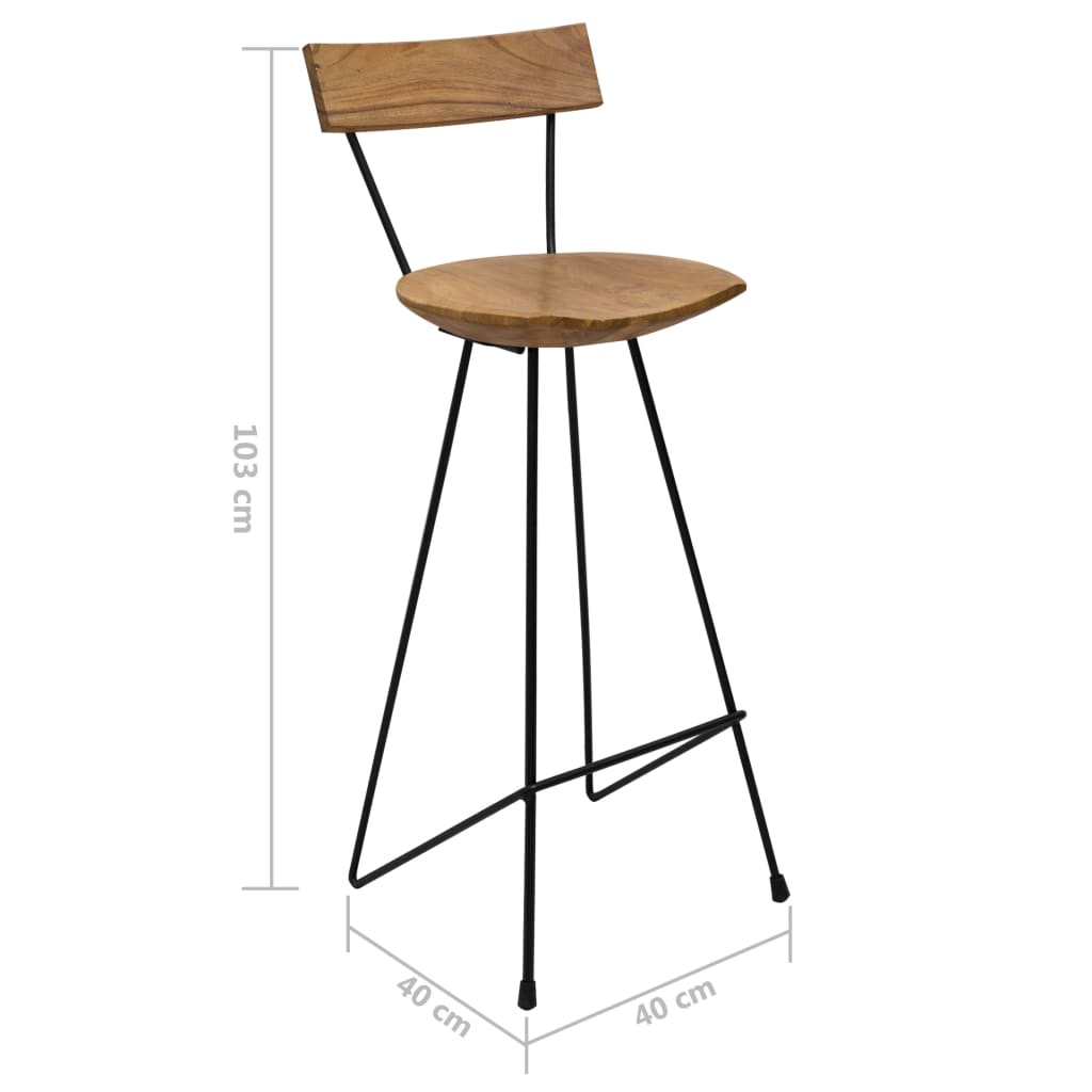 vidaXL Bar Stools 2 pcs Solid Teak Wood