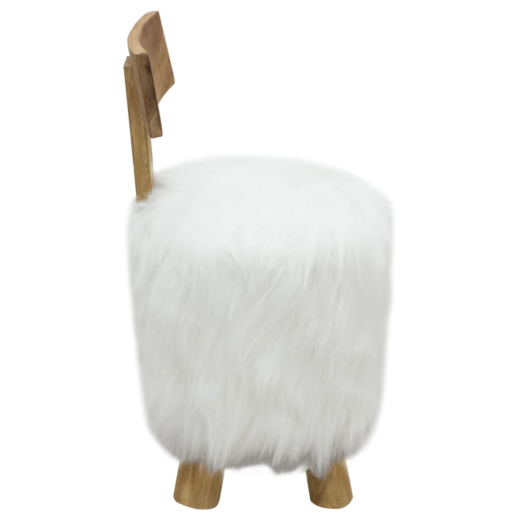 Stool White Solid Teak Wood