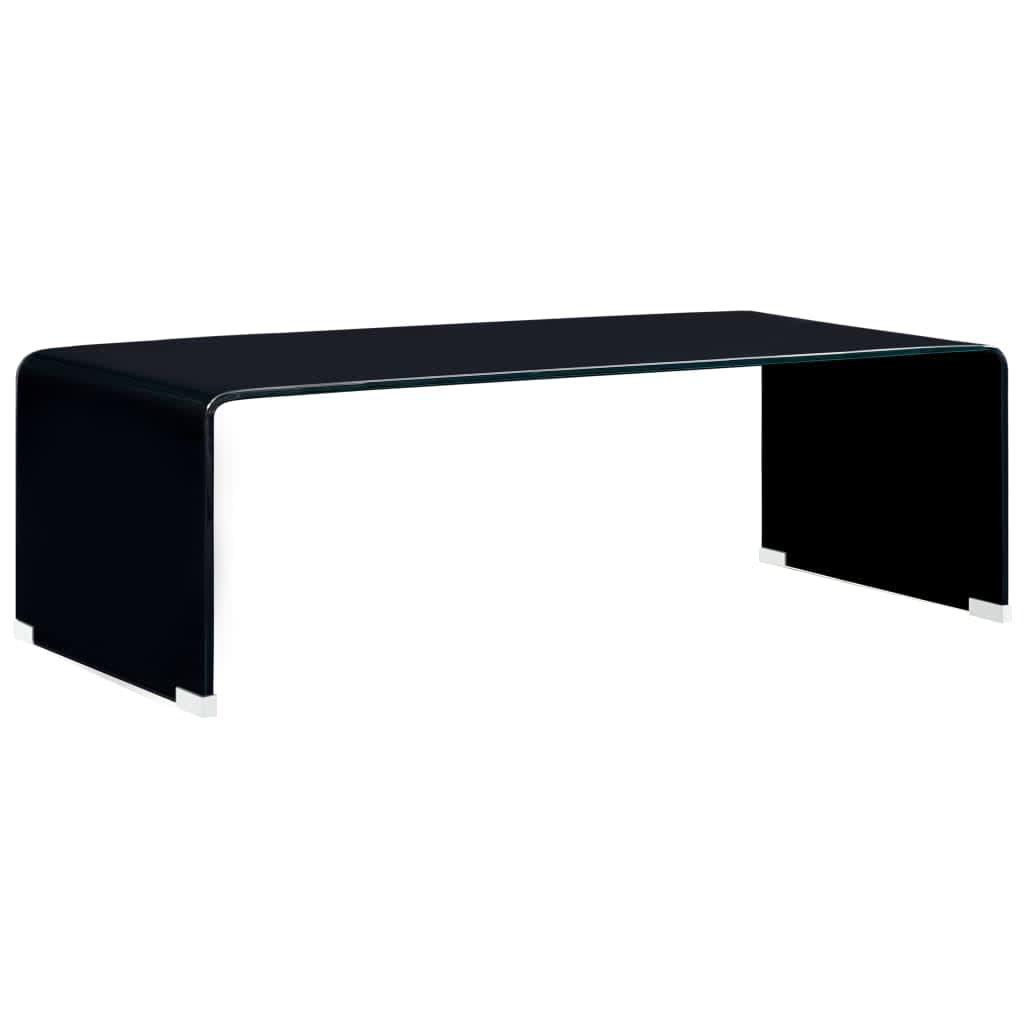Coffee Table | Black | Tempered Safety Glass | 98 x 45 x 31 cm